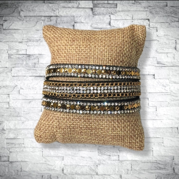 A22 Silver Gold Black Rhinestone Crystal Bracelet Adjustable Super Sparkly A22 - Picture 6 of 16